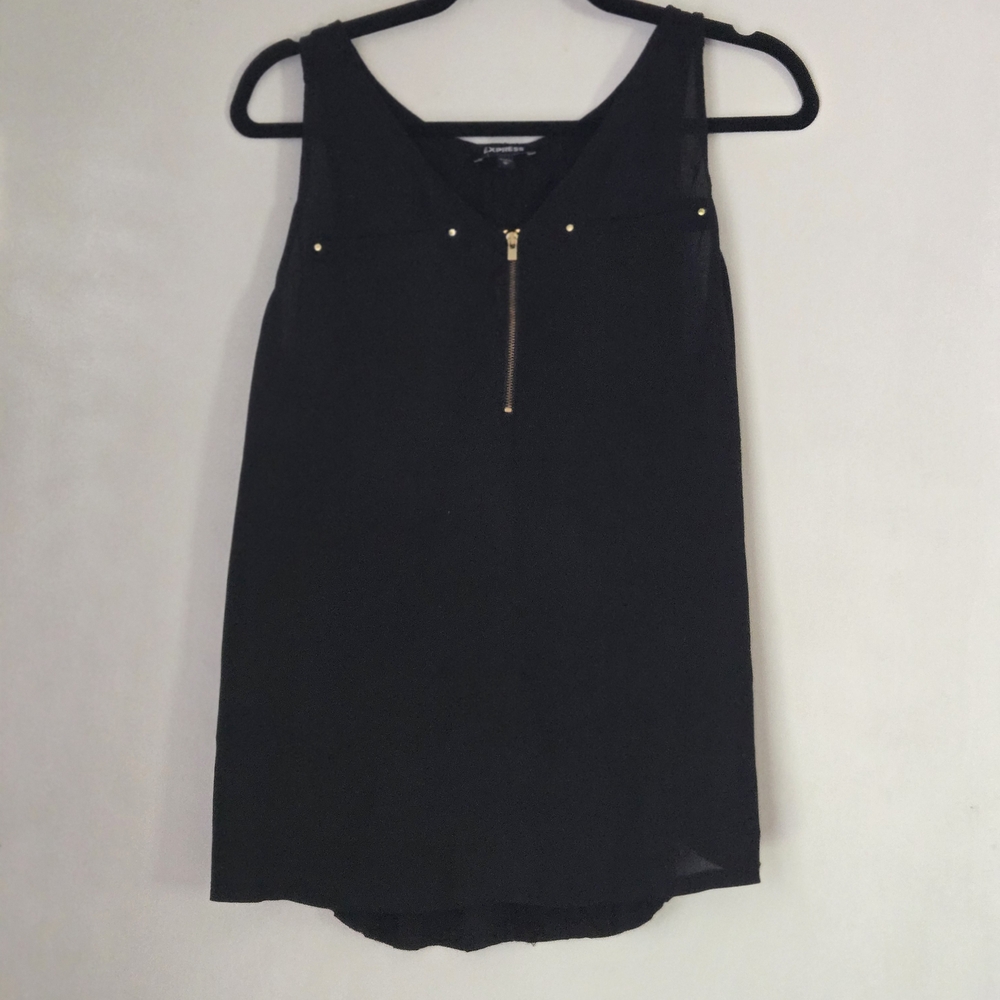 Express Black Tank Top with Silver Zipper